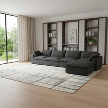 Load image into Gallery viewer, 160" 2 Piece Living Room Set Blend Modular Sofa With Ottoman Storage - Black
