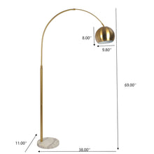 Load image into Gallery viewer, Oasis - Long Arm Gold Adjustable Floor Lamp With Round Marble Base - Gold / White Marble
