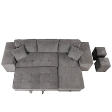 Load image into Gallery viewer, 104&quot; Modern L-Shape 3 Seat Reversible Sectional Couch, Pull Out Sleeper Sofa with Storage Chaise and 2 Stools for Living Room Furniture Set,Knox Charcoal (old sku:SG000431AAA)
