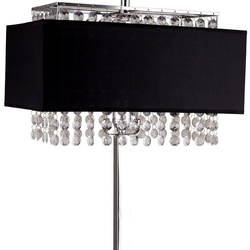 Bling Glam Faux Crystal Rectangular Table Lamp - Black