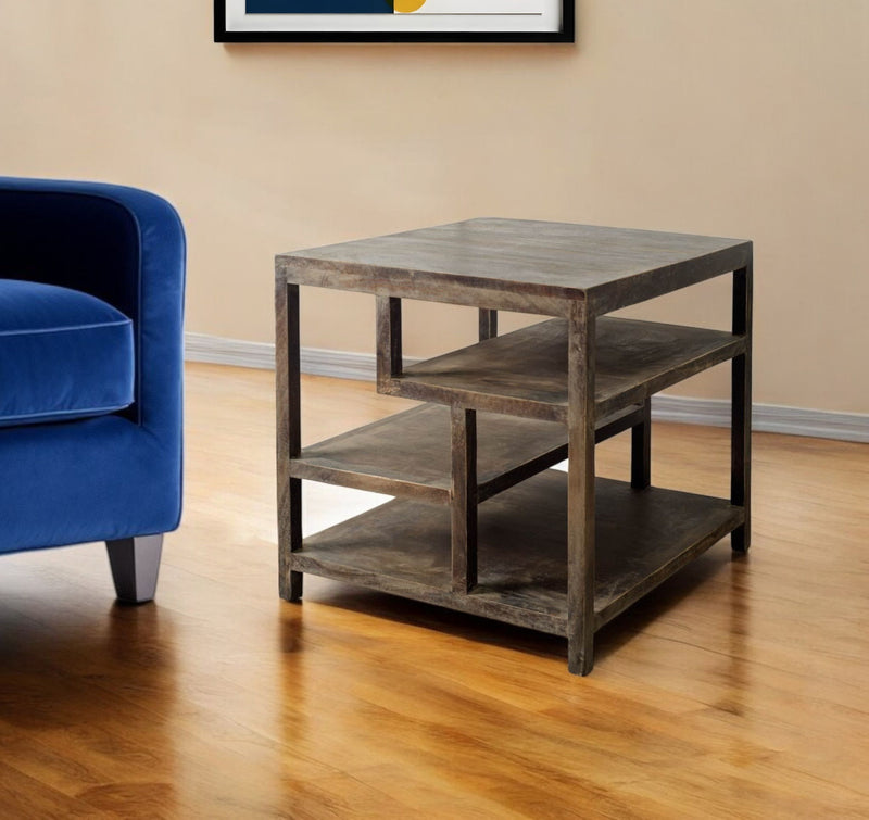 Solid Wood Square End Table (380654) - Brown