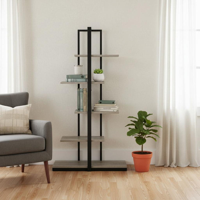 Five Tier Etagere Bookcase - Taupe
