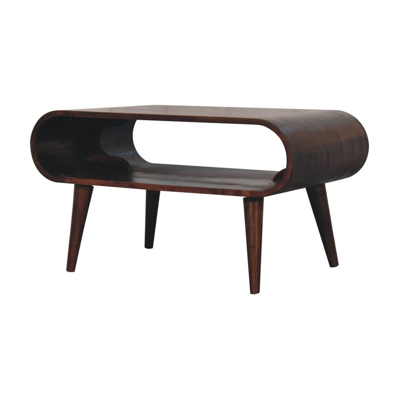 32" Solid Wood Coffee Table With Shelf - Walnut