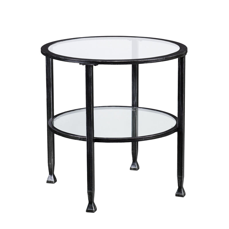 Glass Iron Round End Table - Black