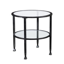 Load image into Gallery viewer, Glass Iron Round End Table - Black
