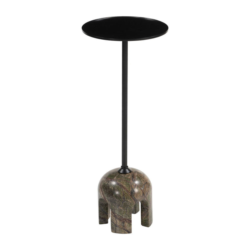 22" Marble Pedestal End Table - Brown