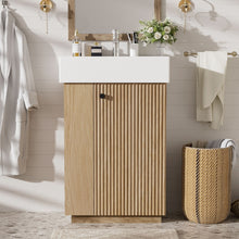 Load image into Gallery viewer, Bathroom Vanity With Sink, Freestanding Wood Grain Cabinet With Storage
