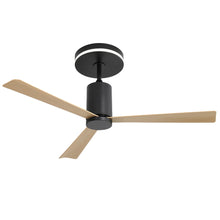 Load image into Gallery viewer, Modern Flush Mount Ceiling Fan With Led Light And Remote Control, 3 ABS Blades Noiseless Reversible Dc Motor For Patio Living Room - Matte Black
