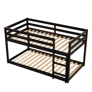 Twin over Twin Floor Bunk Bed,Espresso(Old SKU:W50437211)