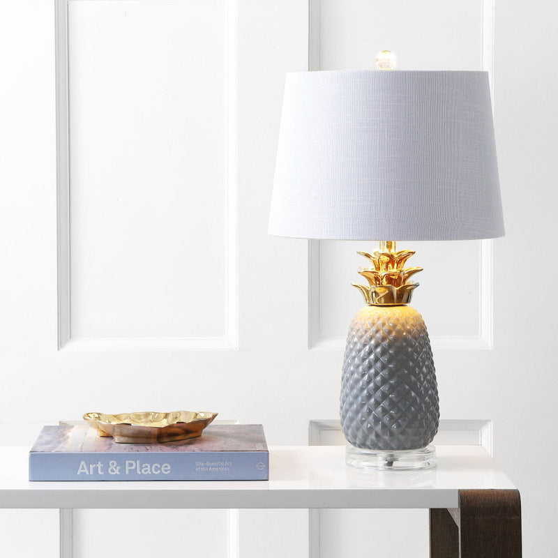 Globe Table Lamp With Drum Shade - Gray
