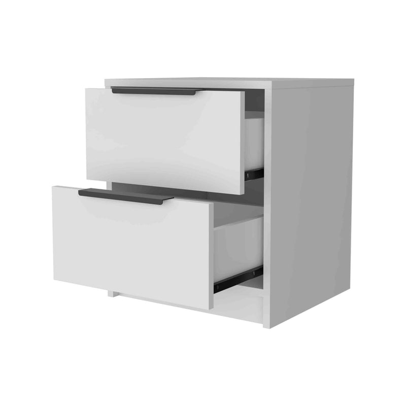 Wood Two Drawer Nightstand (534903) - White