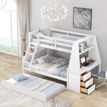 Load image into Gallery viewer, Bunk Bed With Trundle And Built In Desk, 3 Storage Drawers And Shelf
