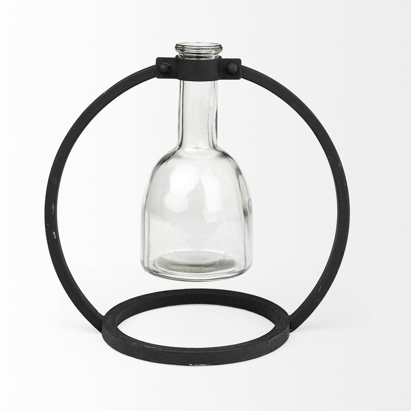 Abstract Cylinder Table Vase - Clear / Black