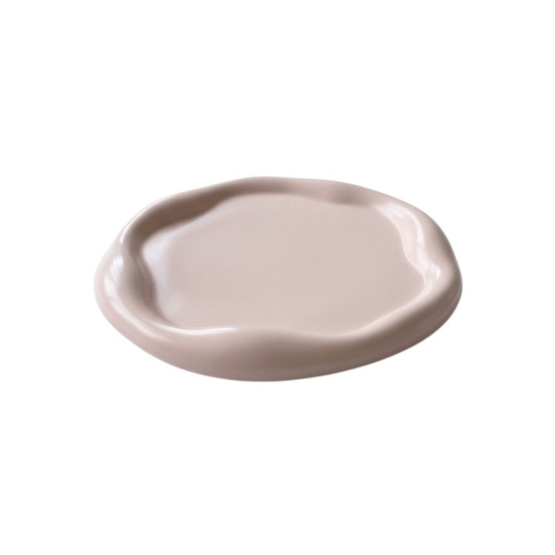 7" Resin Handmade Round Trinket Tray - Pale Pink