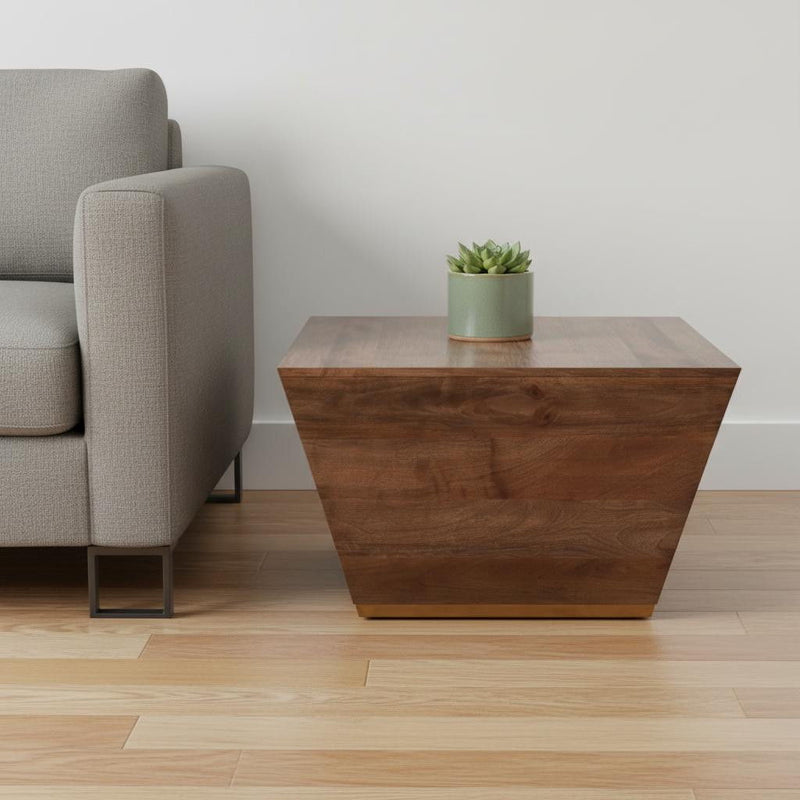 Solid Wood Square End Table - Dark Brown