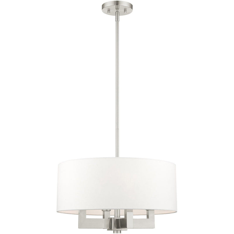 19'' Four Light Dimmable Chandelier With Shades - Nickel