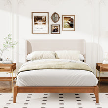 Load image into Gallery viewer, King Size Platform Bed With Upholstered High Headboard - Brown
