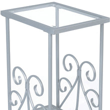 Load image into Gallery viewer, Glass And Metal Square End Table With Shelf - Silver And Clear
