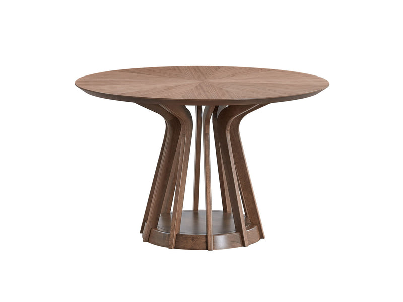 47" Wood Pedestal Base Round Top Dining Table - Walnut