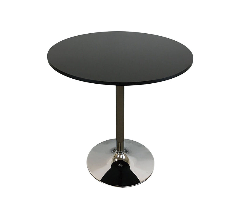 36" Wood And Metal Pedestal Base Round Top Dining Room Table - Black