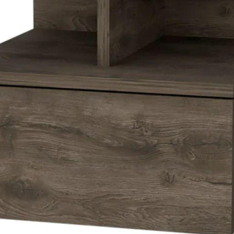 Wood One Drawer Floating Nightstand (534913) - Brown