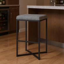 Load image into Gallery viewer, Fabric And Iron Backless Bar Height Bar Chair - Gray / Black
