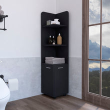 Load image into Gallery viewer, Corner Cabinet Tall With 3 Tier Shelf And 2 Door - Black
