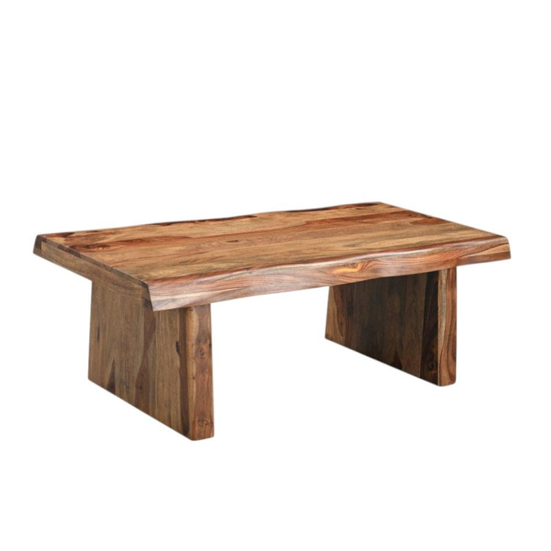 51" Solid Wood Live Edge Coffee Table - Brown