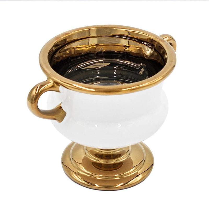 Amphora Table Vase - White / Gold