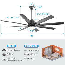 Load image into Gallery viewer, Ceiling Fan With Dimmable LED Light, 8 Blades, Smart Remote Control, Reversible DC Motor For Home Office And Living Spaces - Matte Black
