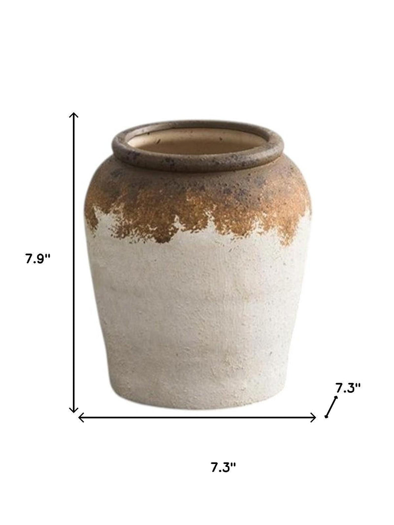 Block Round Table Vase - Brown / White