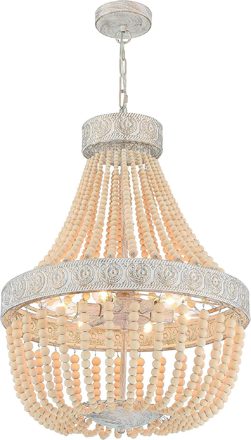 Candle Style Six Light Metal Dimmable Chandelier - Gold / White