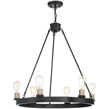Load image into Gallery viewer, 27" Candle Style Six Light Metal Dimmable Chandelier - Black / Gold
