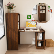 Load image into Gallery viewer, Stretchable Office Desk With Storage Shelves And Mobile Wheels
