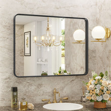 Load image into Gallery viewer, 39" Metal Floating Framed Bathroom Vanity Mirror - Black
