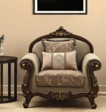 Load image into Gallery viewer, Velvet Floral Arm Chair - Beige And Brown
