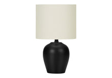 Load image into Gallery viewer, 17" Ceramic Round Table Lamp With Ivory Drum Shade - Black
