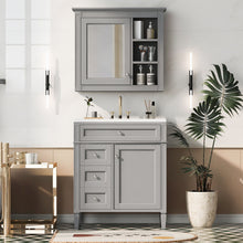 Load image into Gallery viewer, Bathroom Vanity With Medicine Cabinet, Royal Mirror Cabinet, Modern Bathroom Storage Cabinet With 2 Soft Closing Doors And 4 Drawers
