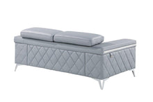 Load image into Gallery viewer, Metallic Leather Loveseat - Light Blue / Silver
