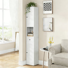 Load image into Gallery viewer, Tall Narrow Bathroom Cabinet With 5-Tier Storage, Adjustable Shelves, Freestanding - White
