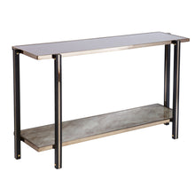 Load image into Gallery viewer, Smoky Mirrored Glass Console Table With Shelf - Smoky / Black / Champagne
