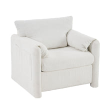 Load image into Gallery viewer, Fixed Modern Accent Chair Single Seater Plush Chenille Lounge Chair With High Resilience Cushion - Ivory White
