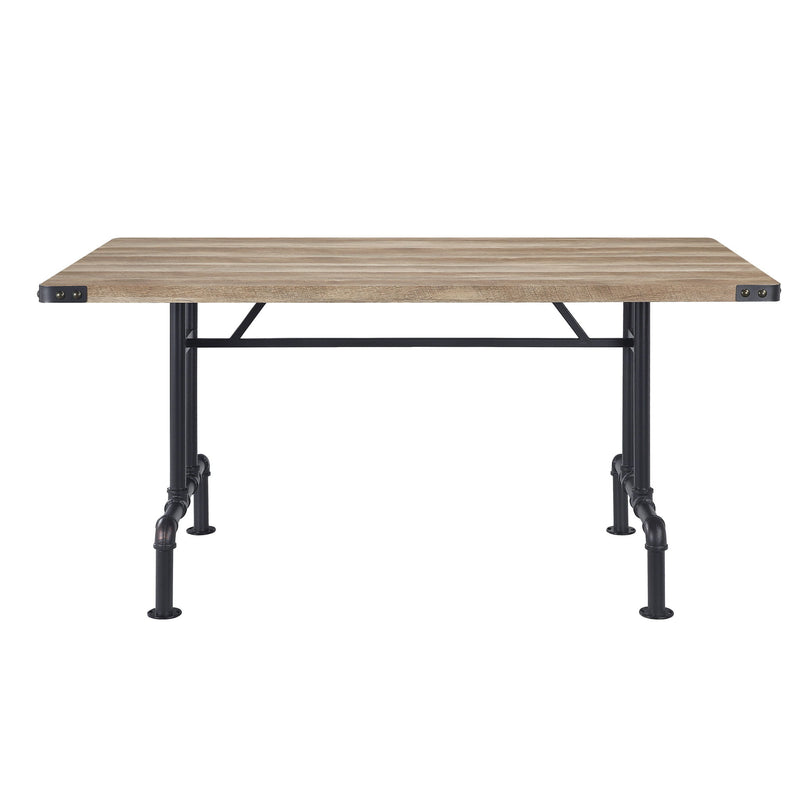 Wood Iron Trestle Base Dining Table - Oak / Black
