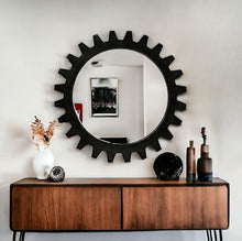 Load image into Gallery viewer, 26" Cog Round Metal Frame Wall Mirror - Black
