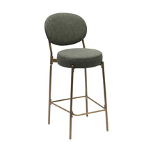 Load image into Gallery viewer, Faux Leather Metal Low Back Bar Height Bar Chairs (Set of 2) - Green / Gold
