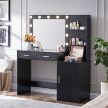 Load image into Gallery viewer, Vanity Desk With Mirror And Lights, 46.4In Dressing Table With 2 Large Drawer &amp; Large Vertical Organizer, 3 Level Dresser &amp; 3 Lighting Modes Adjustable Brightness, Suitable For Bedroom
