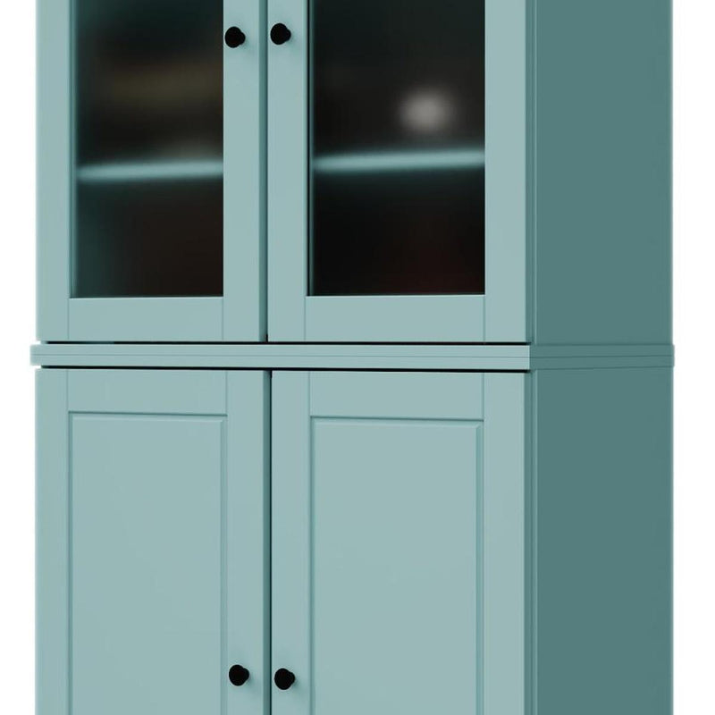 Solid Wood Adjustable Six Tier Library Bookcase With Four Doors (751453) - Aqua