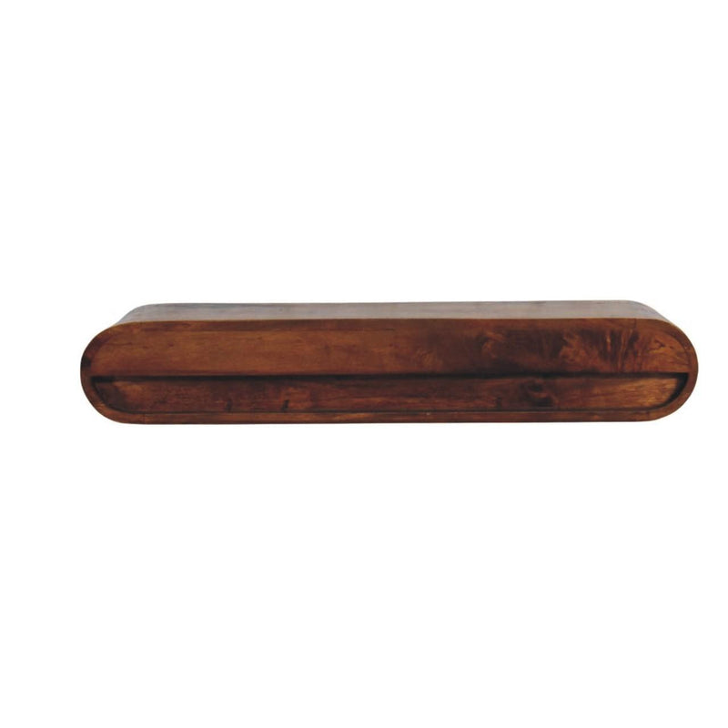 Solid Wood Floating Wall Mount Console Table With Shelf - Chestnut