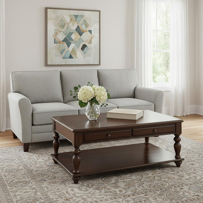Lift Top Coffee Table With Shelf - Brown