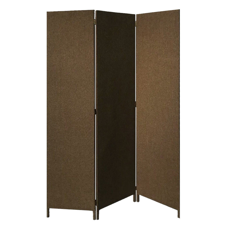 Upholstered 3 Panel Room Divider Screen - Brown